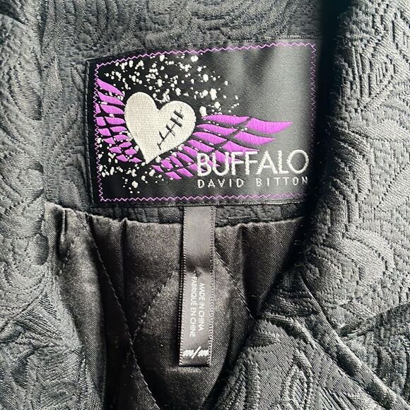 Buffalo David Bitton Black Paisley textured Coat Sz M​​​​ - Picture 6 of 14